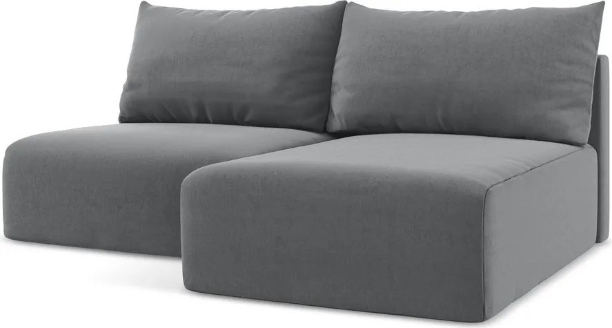 Сив кадифен сгъваем/с място за съхранение ъглов диван (десен ъгъл) Kalena – Makamii