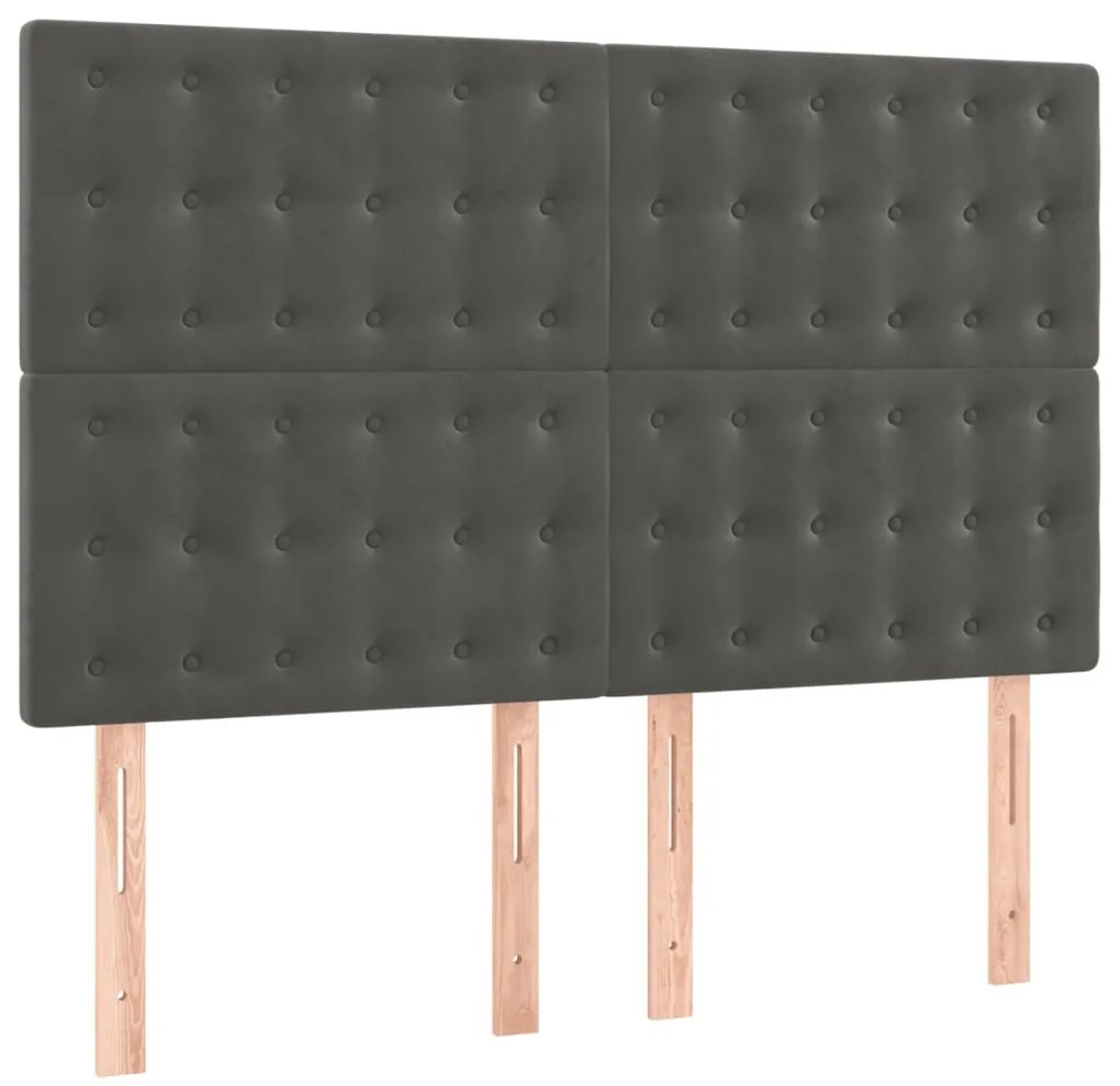 3116815 vidaXL Табла за легло, тъмносива, 144x5x118/128 см, кадифе