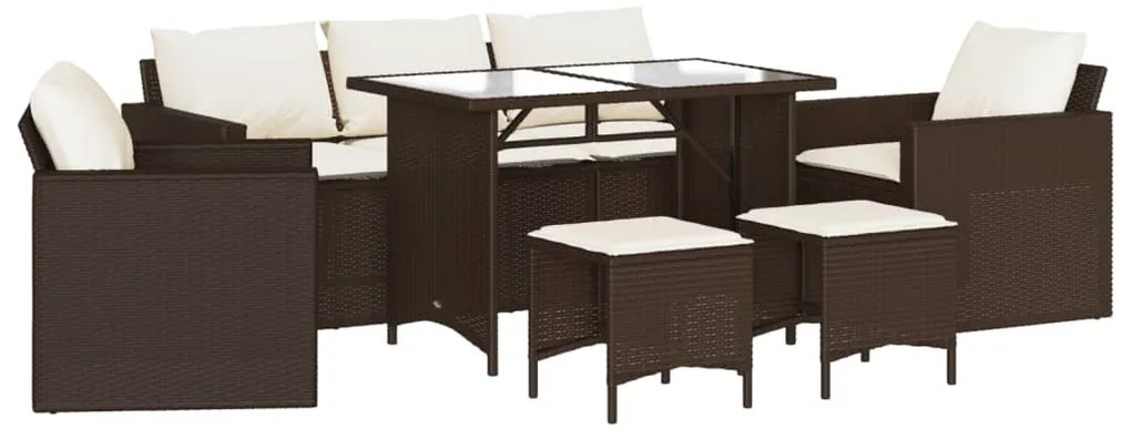 3213550 vidaXL Градински комплект с възглавници, 6 части, кафяв, полиратан