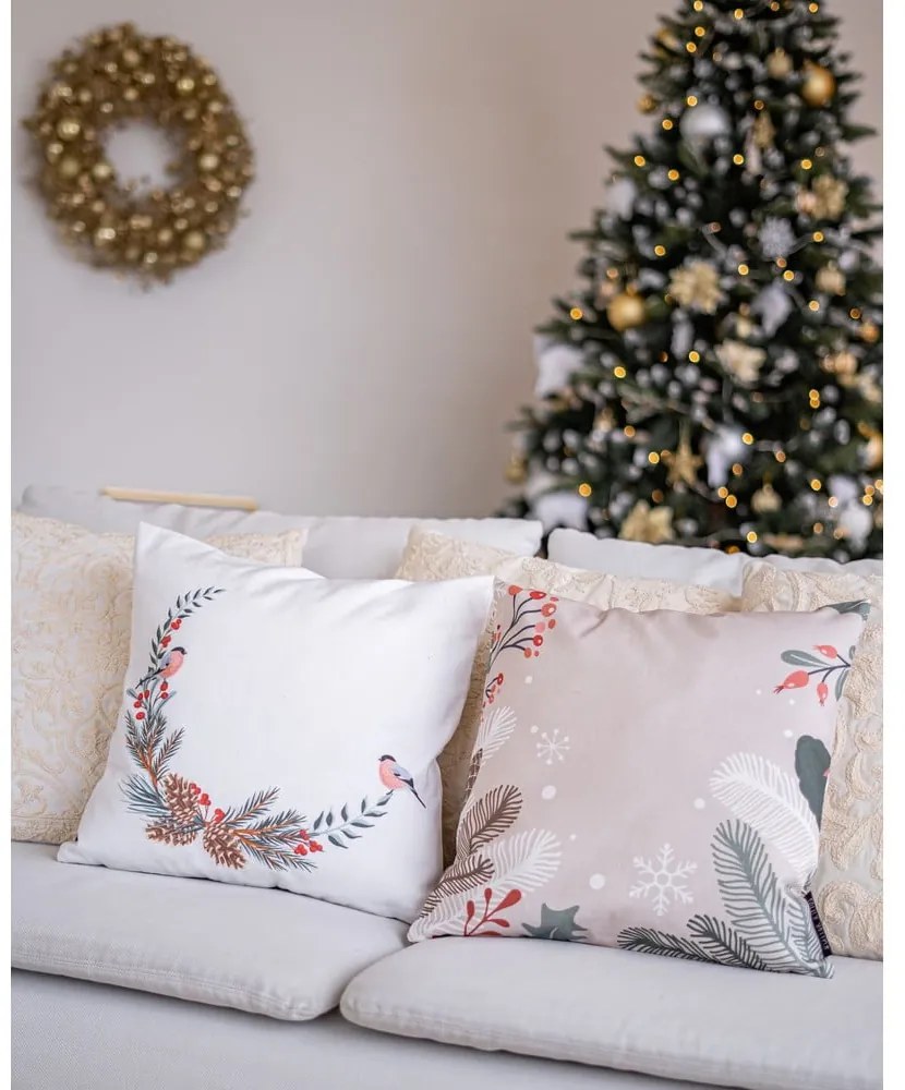Коледна възглавница с памучна калъфка Клони, 45 x 45 cm Frosted Branches - Butter Kings