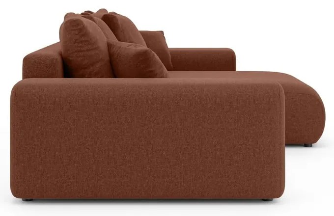 Разтегателен ъглов диван с място за съхранение в тухлен цвят (променлив) Luma – Ropez