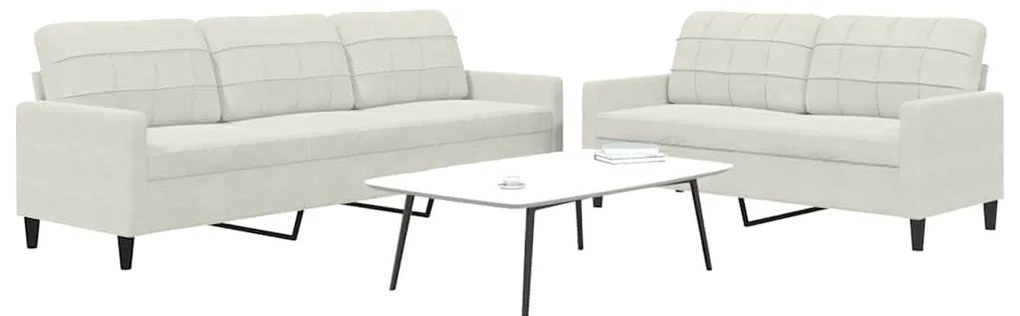 3278479 vidaXL Комплект дивани от 2 части с възглавници, кремав, кадифе