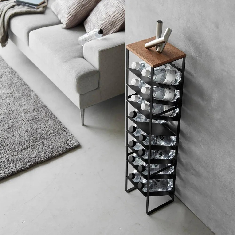 Черен метален стелаж за вино брой бутилки 16 20x88,5x19 cm Tower – YAMAZAKI