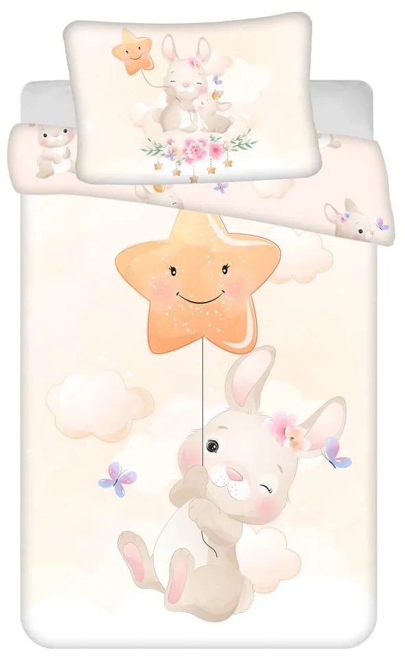Жълто памучно детско спално бельо за детско креватче 100x135 cm Bunny "Star" – Jerry Fabrics