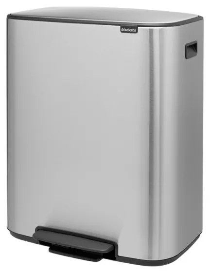 Кош за боклук Brabantia Bo Pedal 1003192, 2x30 л, Плавно затваряне, Противоплъзгаща основа, Устойчив на пръстови отпечатъци, Инокс/мат