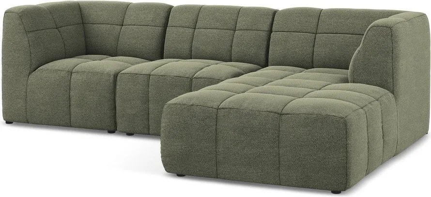 Зелен ъглов диван от прежда с примки от букле (десен ъгъл) Aloha – Makamii