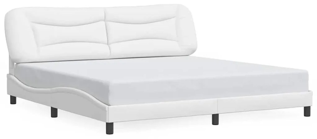 3208024 vidaXL Рамка за легло без матрак Hvar, бяла, 200x200 см, изкуствена кожа