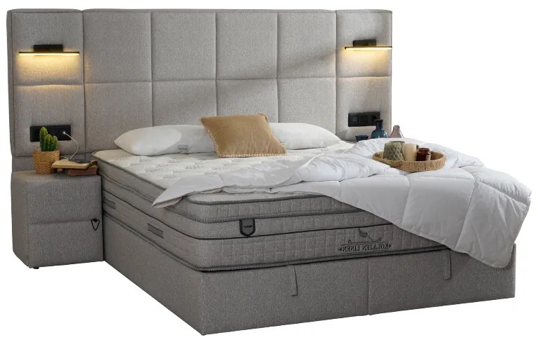 Тапицирана спалня с матрак COMFORT 180 x 200 - сив 02