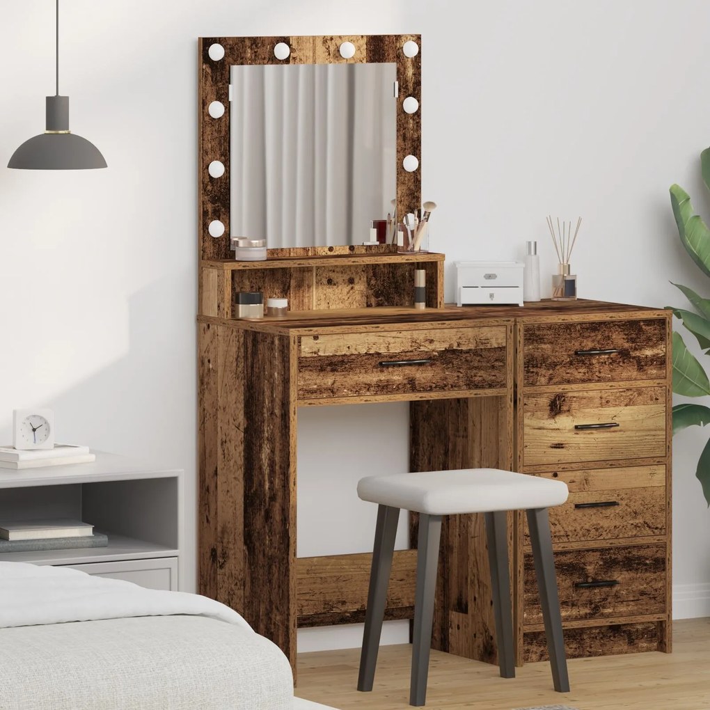 Sonata H Тоалетка с LED светлини - Старо дърво 50x41x135 см