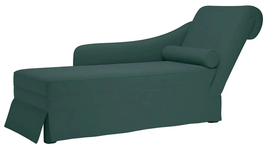 4009784 vidaXL Кушетка с болстер и десен подлакътник, тъмнозелен, кадифе