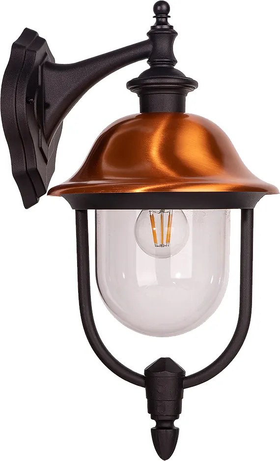 Градински аплик SANGHAI, черен/мед, 1xE27