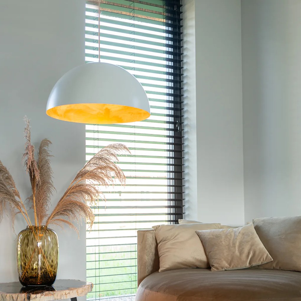 Индустриален висящ аплик бял със злато 50 см - Magna Eco