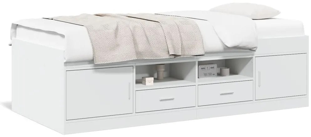 3280244 vidaXL Дневно легло с чекмеджета, без матрак, бяло 90x200 см