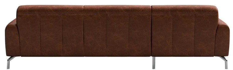 Ъглов диван от червено-кафява кожа , ляв ъгъл Puzo - MESONICA