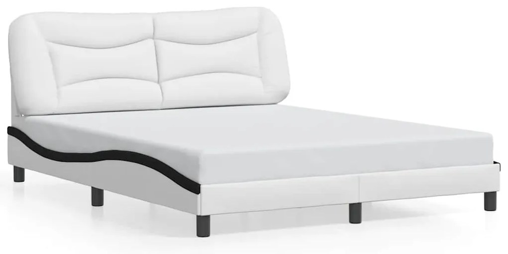 3208015 vidaXL Рамка за легло без матрак Hvar, бяла, черна, 160x200см, изкуствена кожа