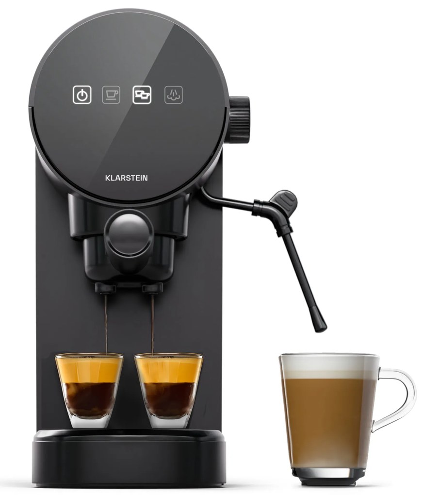 Klarstein Furore, кафемашина за еспресо от неръждаема стомана, компактна, 20 bar, дигитален дисплей, 2 чаши