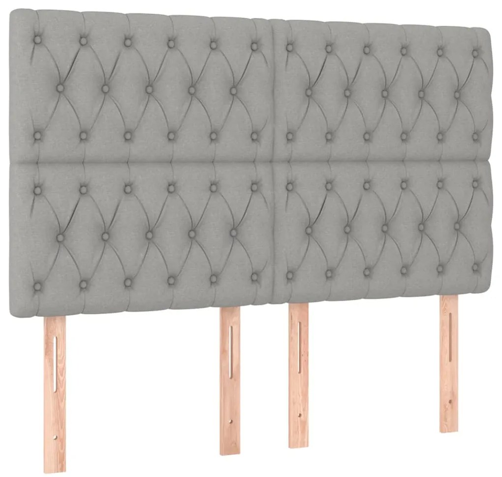 3116674 vidaXL Табла за легло, светло сива, 160x7x118/128 см, плат