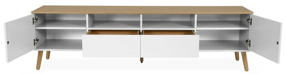 Бяла маса за телевизор с дъбови крака, широчина 192 cm Dot - Tenzo