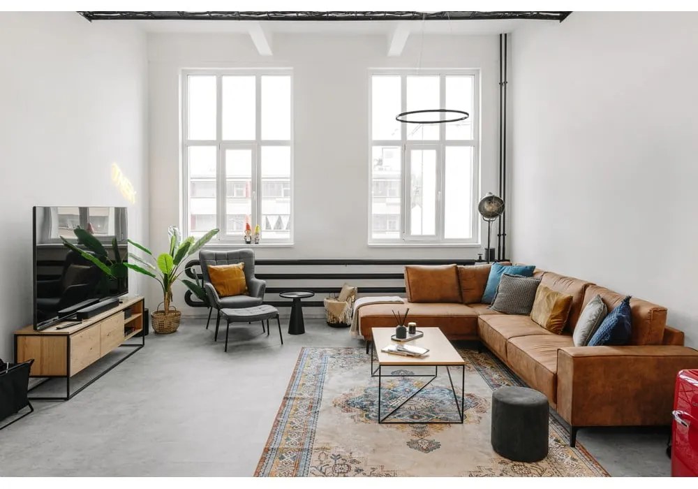 Светлокафяв ъглов диван от изкуствена кожа (ляв ъгъл) Copenhagen - Scandic