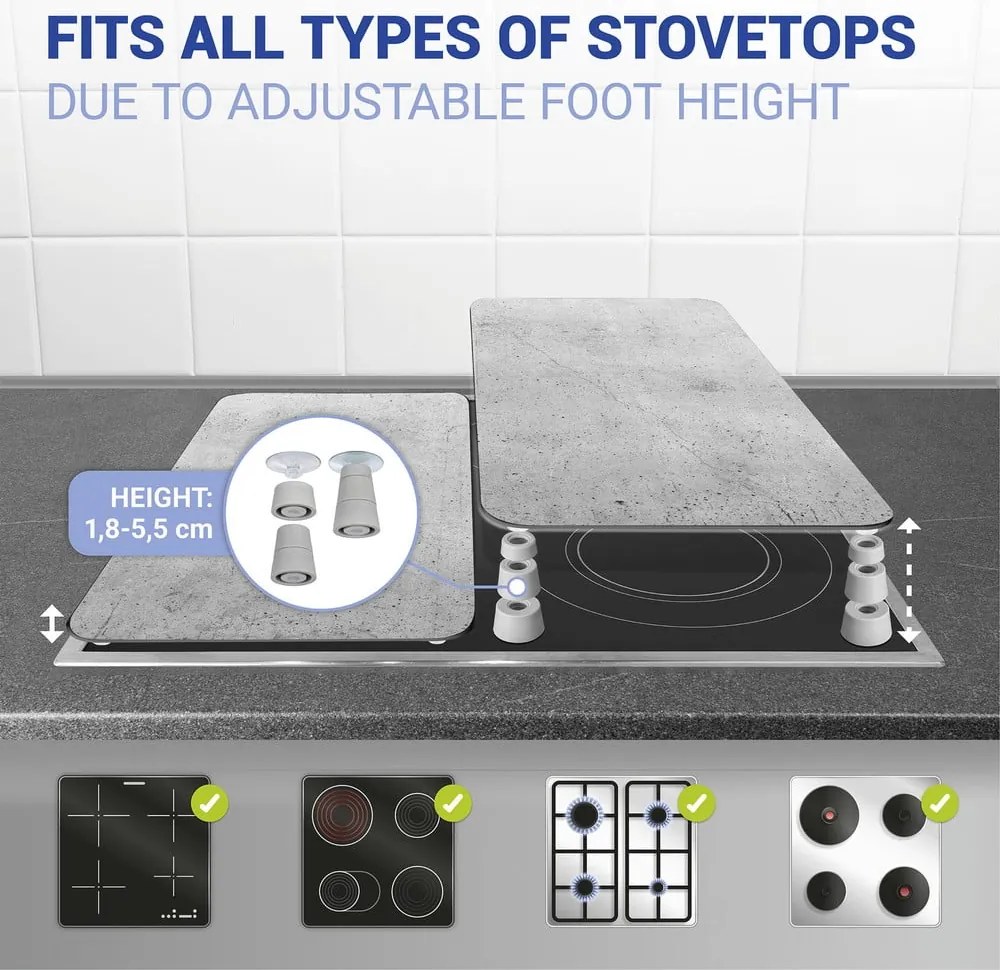 Комплект от 2 сиви стъклени капака за печка Universal - Wenko