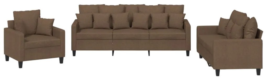 3201635 vidaXL Комплект дивани 3 части с възглавници кафяв текстил