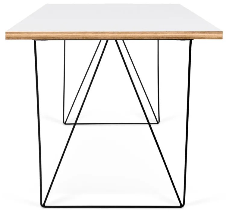 Бяла работна маса с черни крака , 140 x 75 cm Flow - TemaHome