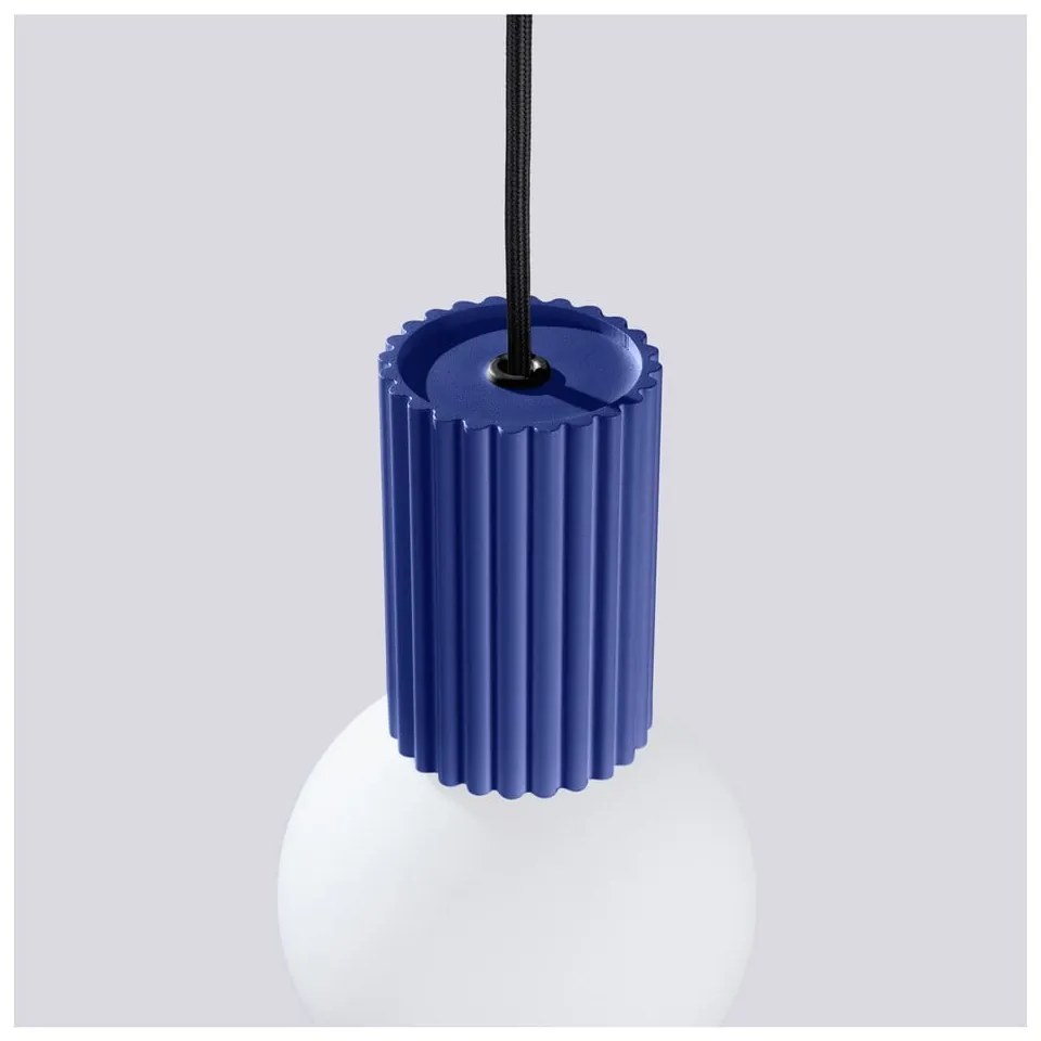 Тъмносиньо висящо осветително тяло със стъклен абажур ø 12 cm Orbital – Sollux