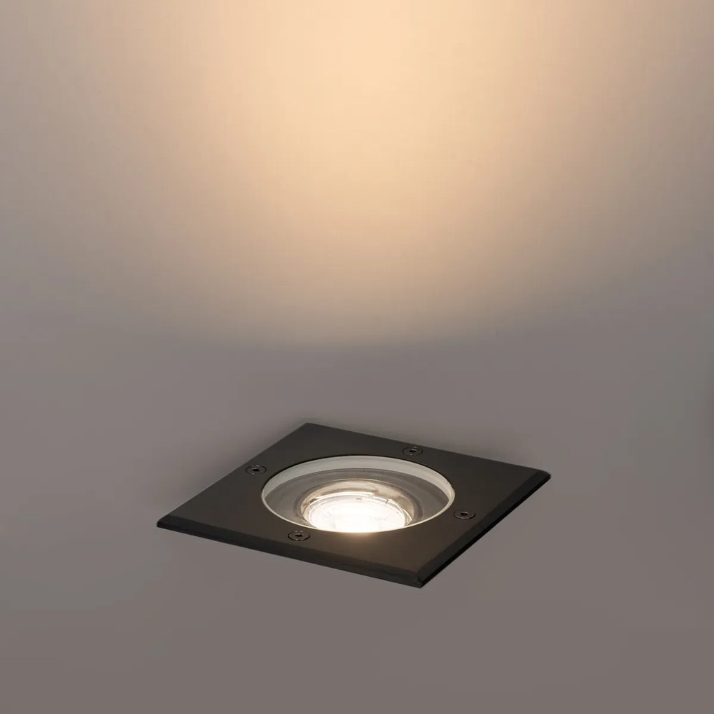 Външен прожектор за земя черен квадратен регулируем IP65 - Delux