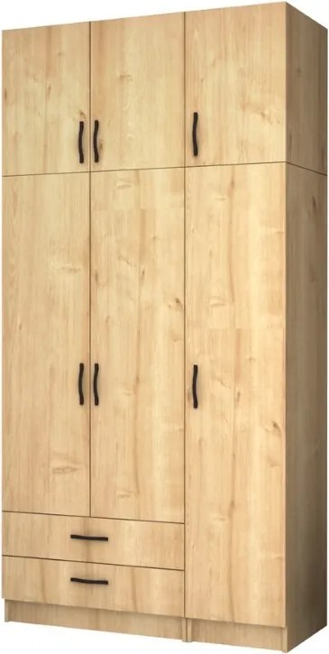 Ricardo тридверен меламинов гардероб с шкаф в дъбов цвят 120x51,8x240см.