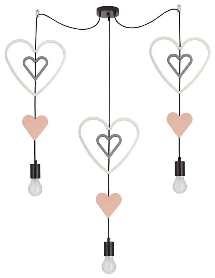 Детски полилей на кабел TRIO 3xE27/20W/230V розов/бял/сив