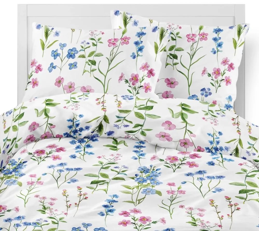 Топло фланелено спално бельо с мотив на ливадни цветя 2 части: 1 бр. 140x200 + 1 бр. 70x80