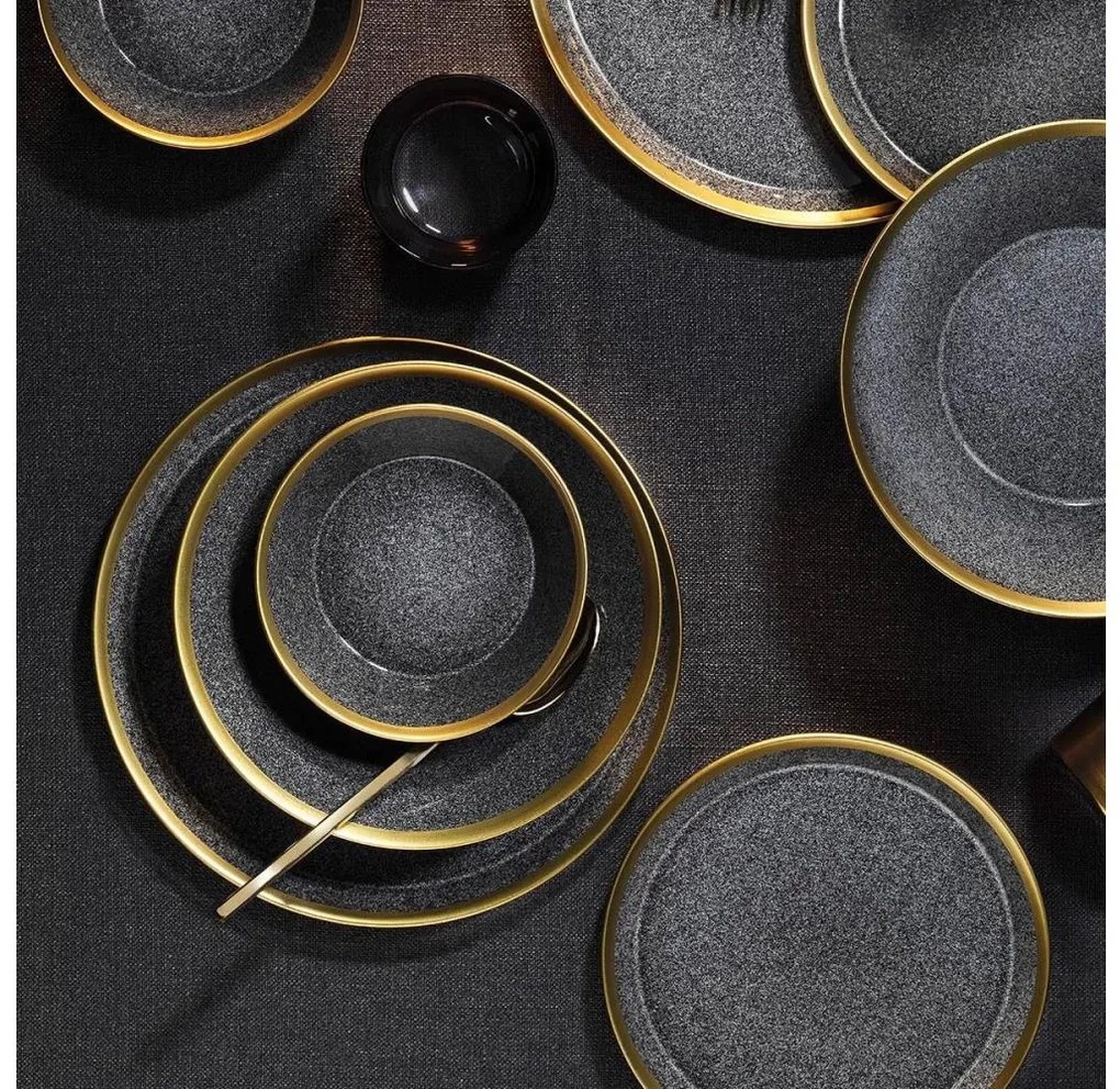 Комплект за хранене 16 части антрацит/злато/порцелан