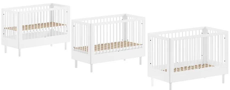 Бяло детско креватче от масивен бук с регулируема височина 60x120 cm Forrest – Vipack