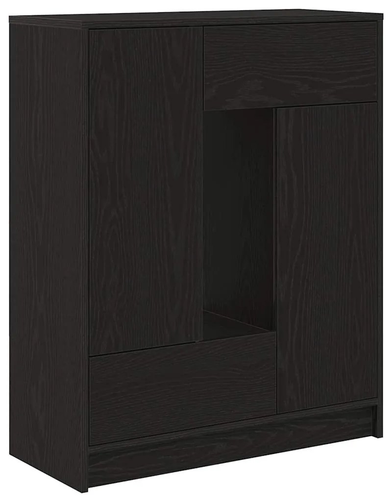 861851 vidaXL Бюфет с чекмеджета и вратички, черно и дъб, 73x31x90 см