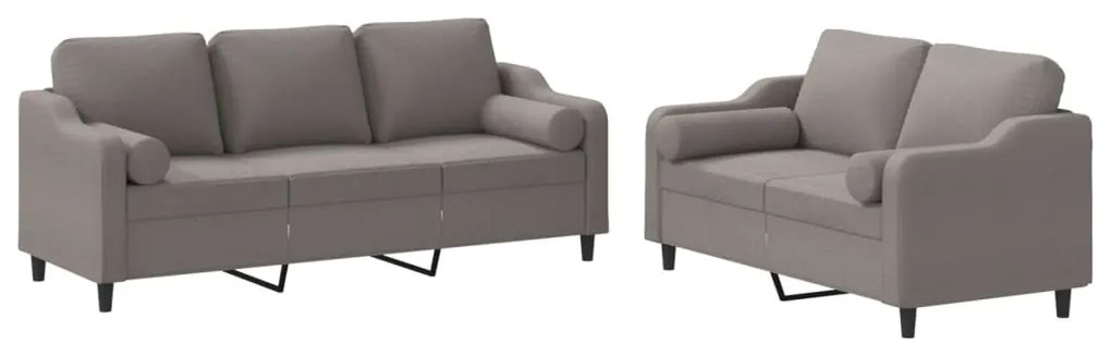 3201857 vidaXL Комплект дивани 2 части с възглавници таупе текстил