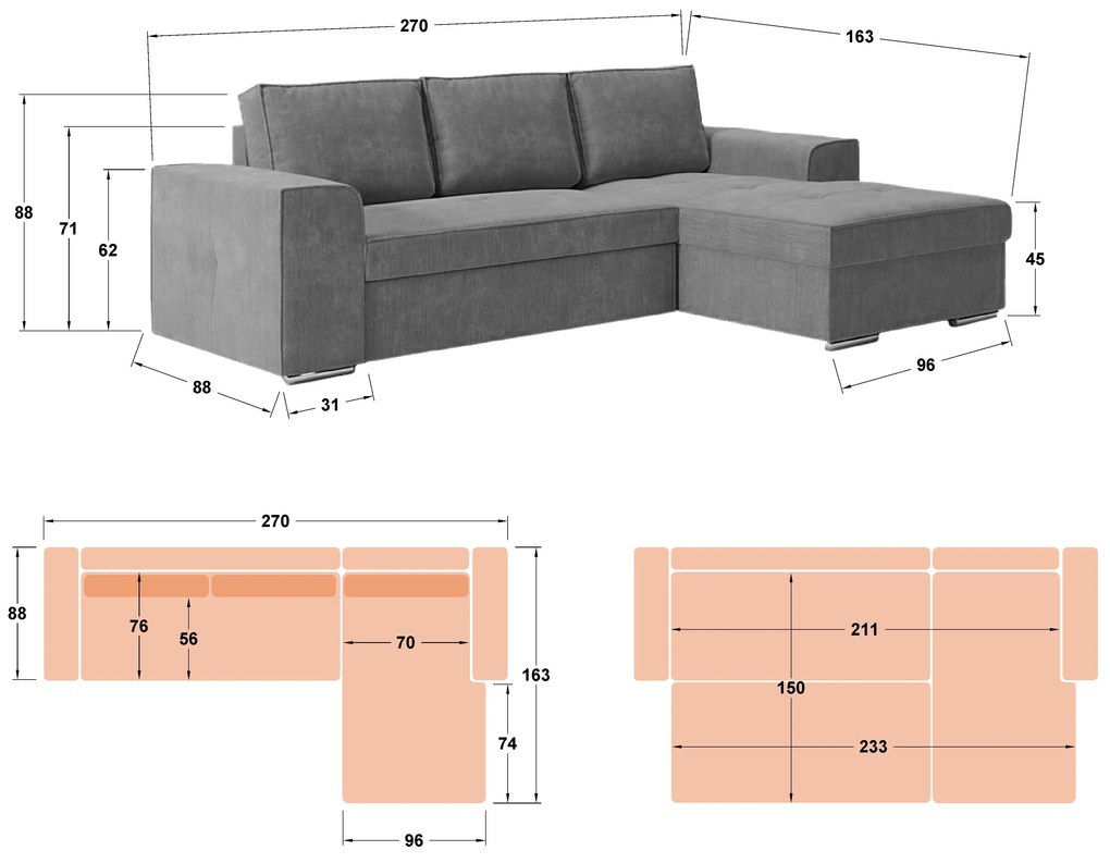 Разтегателен ъглов диван Тиволи