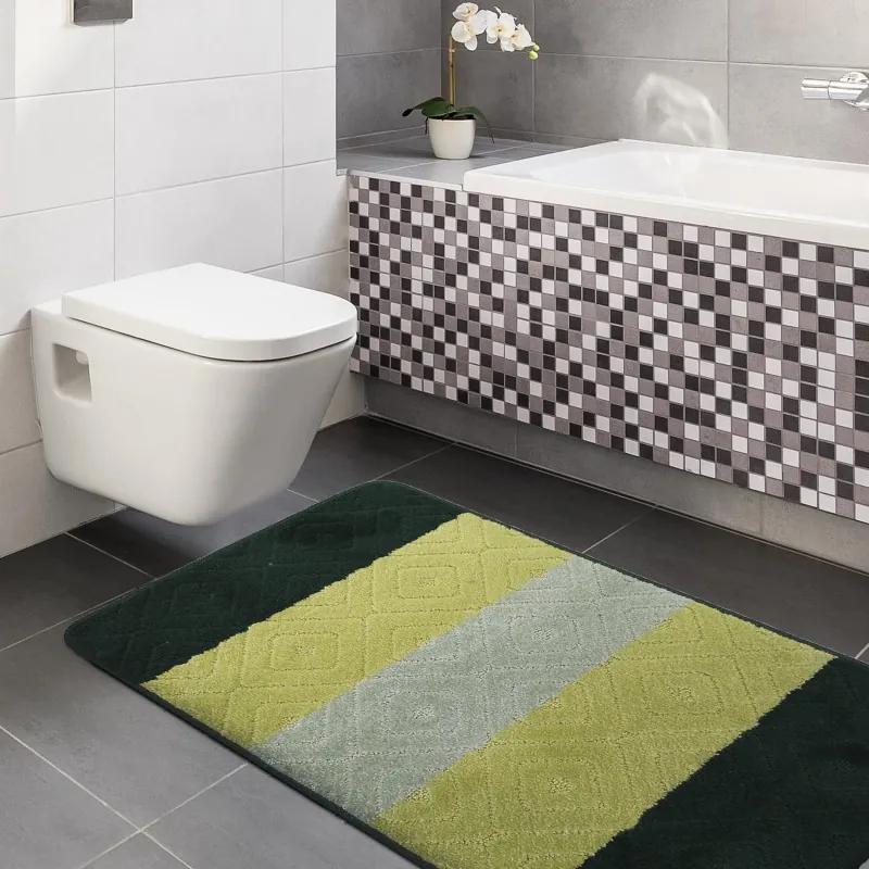 Комплект шарени килимчета за баня в зелено 50 cm x 80 cm + 40 cm x 50 cm