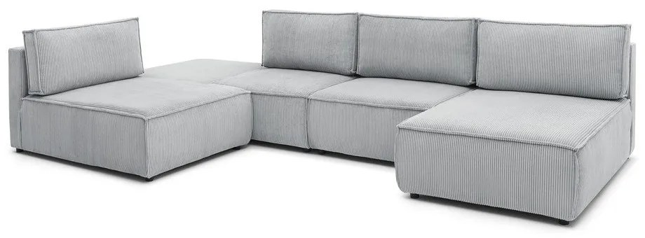 Светлосив променлив ъглов диван от велур Nihad modular - Bobochic Paris
