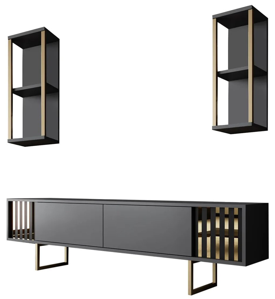 ТВ шкаф Gold, цвят Антрацит Черен