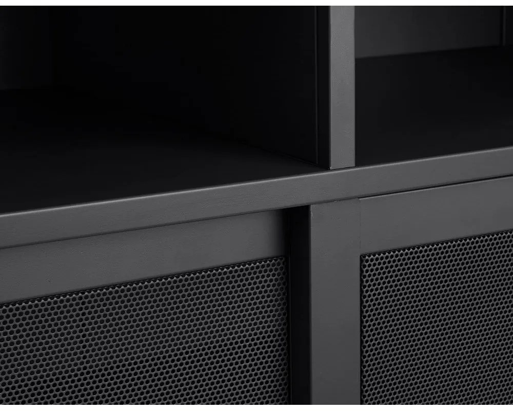 Черно метално шкафче с плъзгащи се врати 90x140x40 cm Veep – Unique Furniture