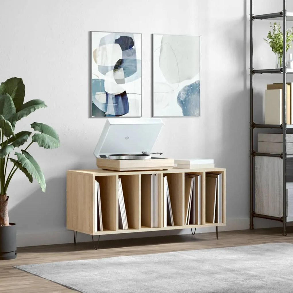 Sonata H Шкаф за винилови плочи сонома дъб 100x38x48 см инженерно дърво