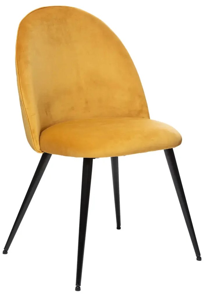 Трапезен стол atmosphera Slano, Велур - Горчица