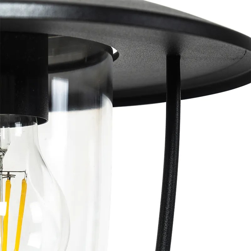 Модерна външна стенна лампа черна с прозрачно стъкло - Khana