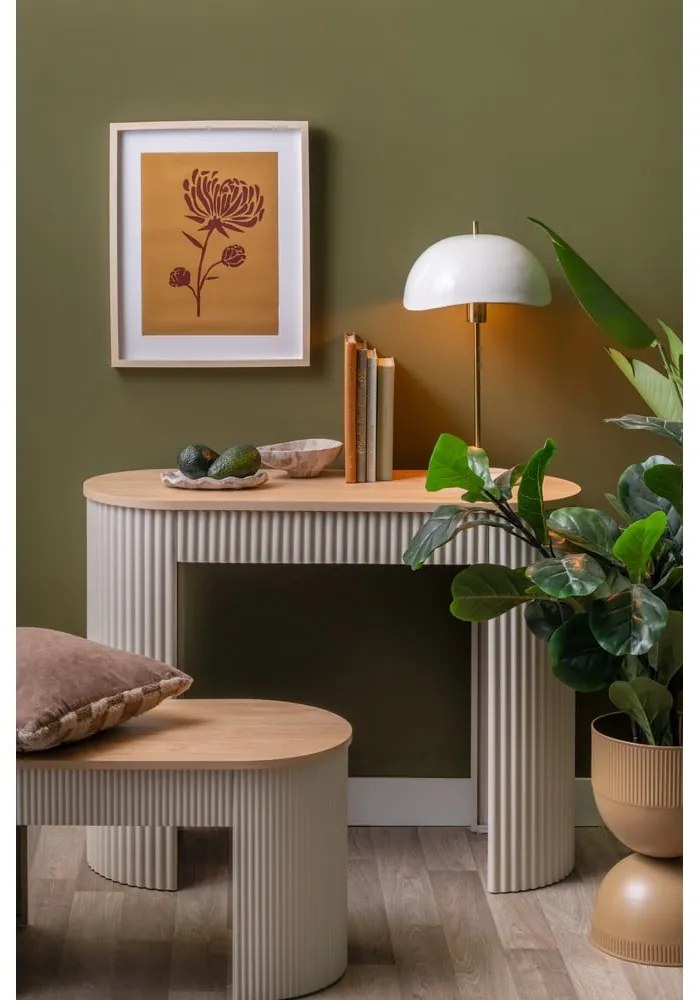 Бежова метална конзолна маса 40x100 cm Estriado – Leitmotiv