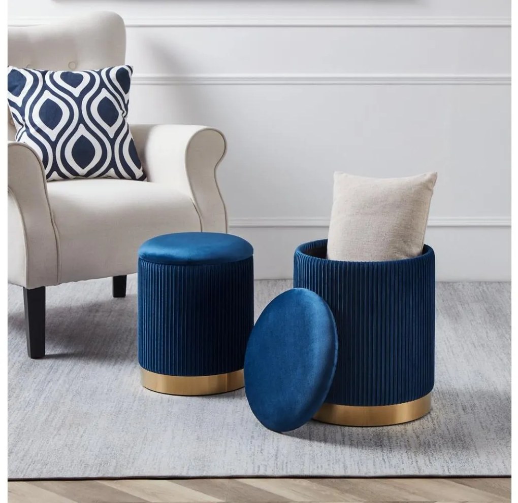 Eglo 424018 - Комплект 2 табуретки MASHIKE Ø31,5/36 см синьо/злато