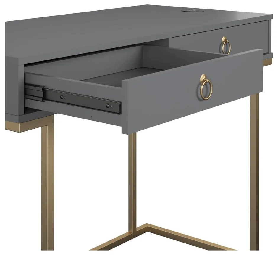 Сива работна маса Camila - CosmoLiving by Cosmopolitan