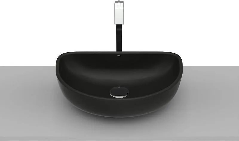 Умивалник за монтаж върху плот, без отвор за смесител, Optica matt black, 450 х 300 х 130 mm