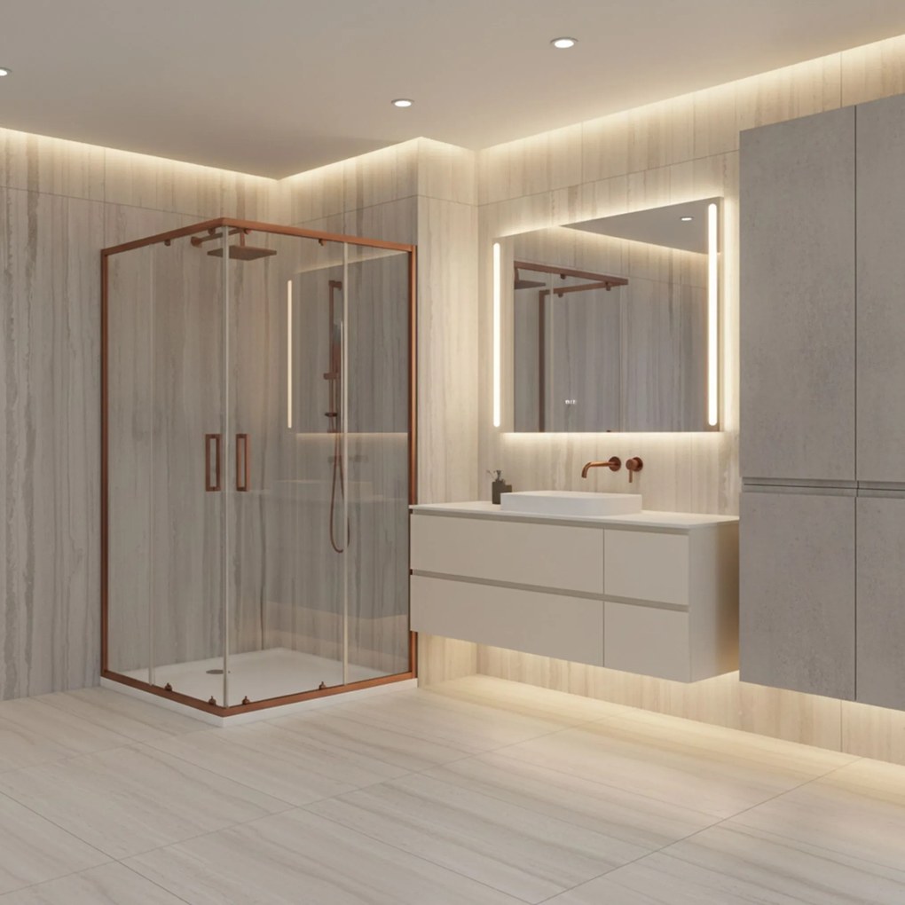 Душ кабина Rea Punto 80x100 Brush Copper