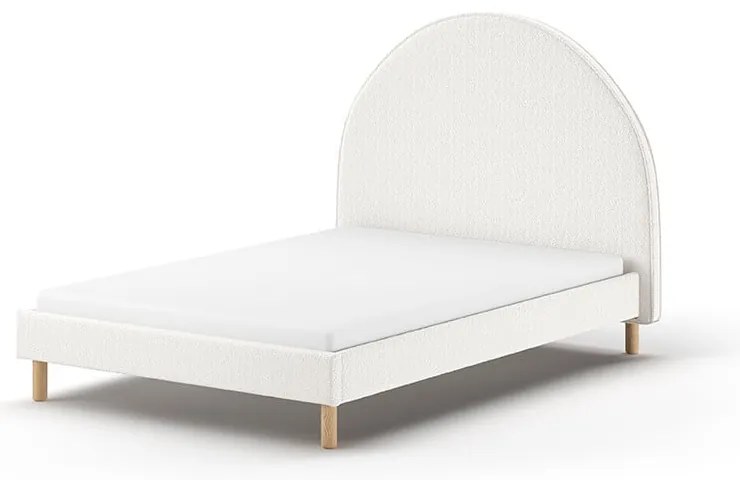 Бяло тапицирано единично легло с решетка 140x200 cm MOON - Vipack