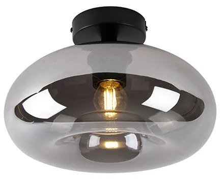 Таванна лампа в стил Арт Деко черна с опушено стъкло - Busa